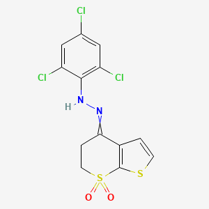 2,4,6-trichloro-N-[(7,7-dioxo-5,6-dihydrothieno[2,3-b]thiopyran-4-ylidene)amino]aniline