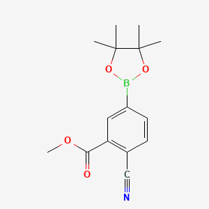 molecular formula C15H18BNO4 B13646698 Methyl 2-cyano-5-(4,4,5,5-tetramethyl-1,3,2-dioxaborolan-2-yl)benzoate 
