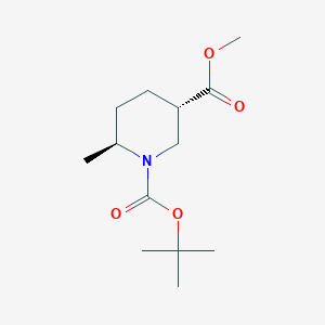 molecular formula C13H23NO4 B13647024 trans-1-tert-Butyl 3-methyl 6-methylpiperidine-1,3-dicarboxylate 