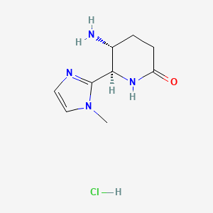 molecular formula C9H15ClN4O B13647037 (5R,6R)-5-amino-6-(1-methyl-1H-imidazol-2-yl)piperidin-2-one hydrochloride 
