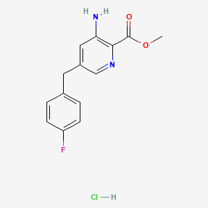 molecular formula C14H14ClFN2O2 B13647038 Methyl 3-amino-5-(4-fluorobenzyl)picolinate hydrochloride 