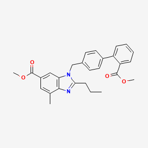 molecular formula C28H28N2O4 B13647317 Methyl 1-((2'-(methoxycarbonyl)-[1,1'-biphenyl]-4-yl)methyl)-4-methyl-2-propyl-1H-benzo[d]imidazole-6-carboxylate 