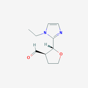 molecular formula C10H14N2O2 B13647567 Rac-(2r,3r)-2-(1-ethyl-1h-imidazol-2-yl)oxolane-3-carbaldehyde 