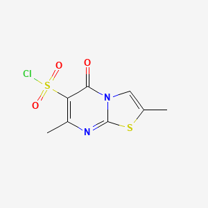 molecular formula C8H7ClN2O3S2 B13647681 2,7-dimethyl-5-oxo-5H-[1,3]thiazolo[3,2-a]pyrimidine-6-sulfonylchloride 