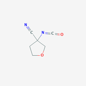 molecular formula C6H6N2O2 B13647817 3-Isocyanatotetrahydrofuran-3-carbonitrile 