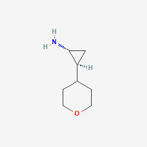 molecular formula C8H15NO B13648107 rac-(1R,2S)-2-(oxan-4-yl)cyclopropan-1-amine 