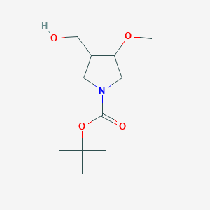 molecular formula C11H21NO4 B13648124 Tert-butyl 3-(hydroxymethyl)-4-methoxypyrrolidine-1-carboxylate 