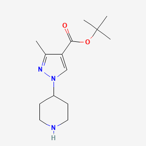 molecular formula C14H23N3O2 B13648142 tert-butyl 3-methyl-1-(piperidin-4-yl)-1H-pyrazole-4-carboxylate 