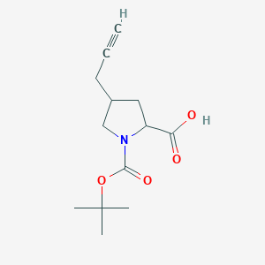 molecular formula C13H19NO4 B13648317 1-[(2-Methylpropan-2-yl)oxycarbonyl]-4-prop-2-ynylpyrrolidine-2-carboxylic acid 