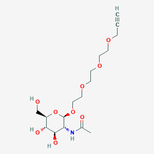 molecular formula C17H29NO9 B13648337 N-((2R,3R,4R,5S,6R)-4,5-Dihydroxy-6-(hydroxymethyl)-2-(2-(2-(2-(prop-2-yn-1-yloxy)ethoxy)ethoxy)ethoxy)tetrahydro-2H-pyran-3-yl)acetamide 