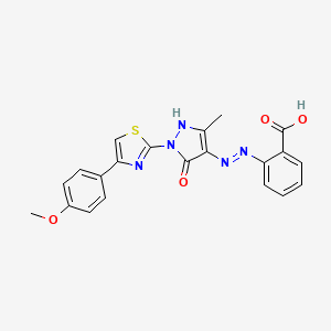2-((2E)-2-{1-[4-(4-methoxyphenyl)-1,3-thiazol-2-yl]-3-methyl-5-oxo-1,5-dihydro-4H-pyrazol-4-ylidene}hydrazino)benzoic acid