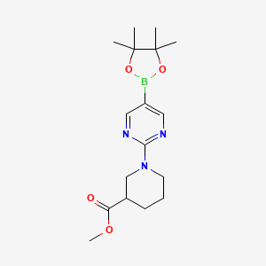 molecular formula C17H26BN3O4 B13648464 Methyl 1-[5-(tetramethyl-1,3,2-dioxaborolan-2-yl)pyrimidin-2-yl]piperidine-3-carboxylate CAS No. 1160790-51-1