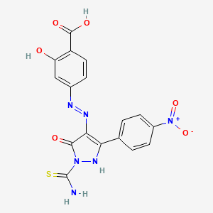 molecular formula C17H12N6O6S B1364852 4-{2-[1-(Aminocarbothioyl)-3-(4-nitrophenyl)-5-oxo-1,5-dihydro-4H-pyrazol-4-ylidene]hydrazino}-2-hydroxybenzoic acid 