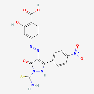 molecular formula C17H12N6O6S B1364852 4-{(2E)-2-[1-carbamothioyl-3-(4-nitrophenyl)-5-oxo-1,5-dihydro-4H-pyrazol-4-ylidene]hydrazinyl}-2-hydroxybenzoic acid 