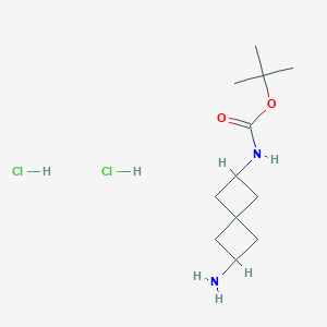 molecular formula C12H24Cl2N2O2 B13648567 tert-butyl N-{6-aminospiro[3.3]heptan-2-yl}carbamate dihydrochloride 