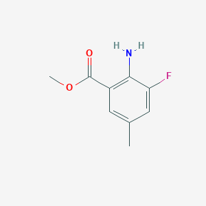 molecular formula C9H10FNO2 B13648619 Methyl 2-amino-3-fluoro-5-methylbenzoate 