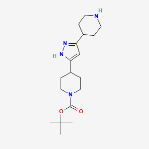 molecular formula C18H30N4O2 B13648672 tert-butyl 4-[5-(piperidin-4-yl)-1H-pyrazol-3-yl]piperidine-1-carboxylate CAS No. 2785406-19-9