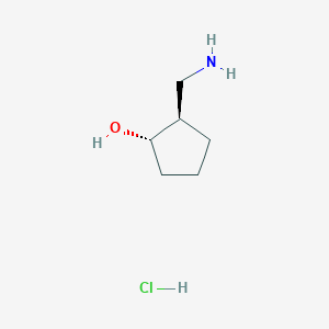molecular formula C6H14ClNO B13648834 (1S,2R)-2-(Aminomethyl)cyclopentan-1-ol hydrochloride 