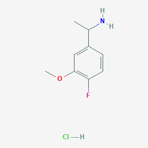 molecular formula C9H13ClFNO B13648856 1-(4-Fluoro-3-methoxyphenyl)ethan-1-amine hydrochloride 