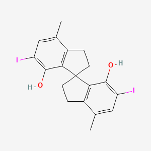 molecular formula C19H18I2O2 B13648876 (S)-6,6'-diiodo-4,4'-dimethyl-2,2',3,3'-tetrahydro-1,1'-spirobi[indene]-7,7'-diol 