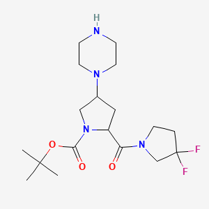 molecular formula C18H30F2N4O3 B13648962 Tert-butyl 2-(3,3-difluoropyrrolidine-1-carbonyl)-4-piperazin-1-ylpyrrolidine-1-carboxylate 