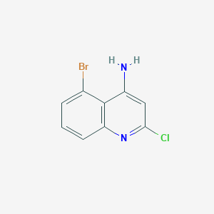 molecular formula C9H6BrClN2 B13649018 5-Bromo-2-chloroquinolin-4-amine 