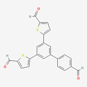 molecular formula C23H14O3S2 B13649037 5,5'-(4'-Formyl-[1,1'-biphenyl]-3,5-diyl)bis(thiophene-2-carbaldehyde) 