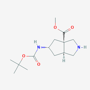 molecular formula C14H24N2O4 B13649054 Methyl (3aS,5S,6aS)-5-((tert-butoxycarbonyl)amino)hexahydrocyclopenta[c]pyrrole-3a(1H)-carboxylate 