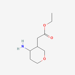 molecular formula C9H17NO3 B13649056 Ethyl 2-(4-aminooxan-3-yl)acetate 