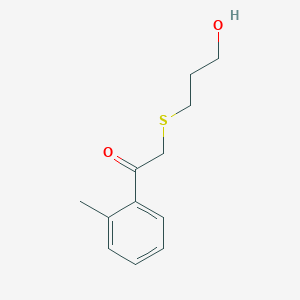 molecular formula C12H16O2S B13649150 2-((3-Hydroxypropyl)thio)-1-(o-tolyl)ethan-1-one 