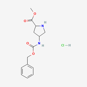molecular formula C14H19ClN2O4 B13649210 Methyl (2R,4R)-4-{[(benzyloxy)carbonyl]amino}pyrrolidine-2-carboxylate hydrochloride 