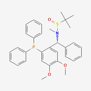 molecular formula C32H36NO3PS B13649303 (R)-N-((R)-(2-(Diphenylphosphino)-4,5-dimethoxyphenyl)(phenyl)methyl)-N,2-dimethylpropane-2-sulfinamide 