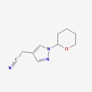 molecular formula C10H13N3O B13649381 2-(1-(Tetrahydro-2H-pyran-2-yl)-1H-pyrazol-4-yl)acetonitrile 