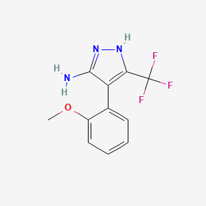 molecular formula C11H10F3N3O B13649488 4-(2-methoxyphenyl)-5-(trifluoromethyl)-1H-pyrazol-3-amine 