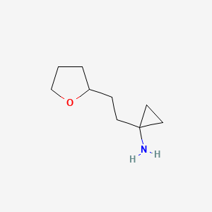 molecular formula C9H17NO B13649520 1-(2-(Tetrahydrofuran-2-yl)ethyl)cyclopropan-1-amine 