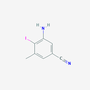 molecular formula C8H7IN2 B13649549 3-Amino-4-iodo-5-methylbenzonitrile 