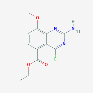 molecular formula C12H12ClN3O3 B13649566 Ethyl 2-amino-4-chloro-8-methoxyquinazoline-5-carboxylate 