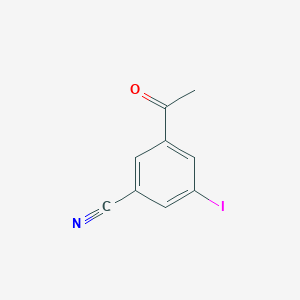 molecular formula C9H6INO B13649569 3-Acetyl-5-iodobenzonitrile 
