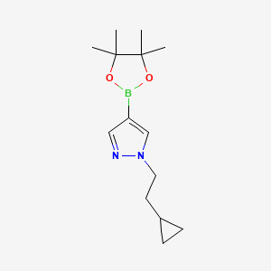 molecular formula C14H23BN2O2 B13649660 1-(2-Cyclopropylethyl)-4-(4,4,5,5-tetramethyl-1,3,2-dioxaborolan-2-yl)-1H-pyrazole 
