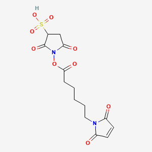 molecular formula C14H16N2O9S B1364972 1-[6-(2,5-Dioxopyrrol-1-yl)hexanoyloxy]-2,5-dioxopyrrolidine-3-sulfonic acid CAS No. 103848-61-9