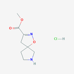 molecular formula C8H13ClN2O3 B13649721 Methyl 1-oxa-2,7-diazaspiro[4.4]non-2-ene-3-carboxylate hydrochloride 