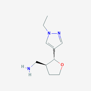 molecular formula C10H17N3O B13649764 rac-[(2R,3S)-2-(1-ethyl-1H-pyrazol-4-yl)oxolan-3-yl]methanamine 