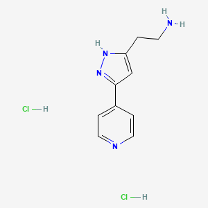 molecular formula C10H14Cl2N4 B13649842 2-[5-(pyridin-4-yl)-1H-pyrazol-3-yl]ethan-1-amine dihydrochloride 