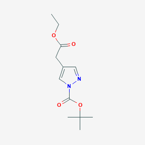 molecular formula C12H18N2O4 B13649864 tert-Butyl 4-(2-ethoxy-2-oxoethyl)-1H-pyrazole-1-carboxylate 