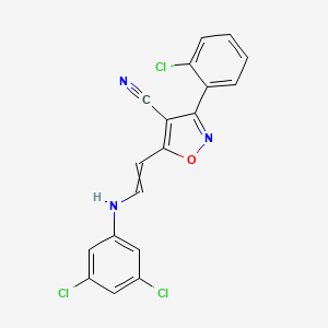molecular formula C18H10Cl3N3O B1364989 3-(2-Chlorophenyl)-5-[2-(3,5-dichloroanilino)vinyl]-4-isoxazolecarbonitrile 