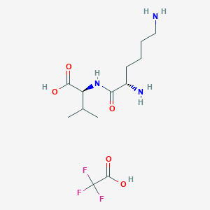 molecular formula C13H24F3N3O5 B13650098 (2S)-2-[[(2S)-2,6-diaminohexanoyl]amino]-3-methylbutanoic acid;2,2,2-trifluoroacetic acid 