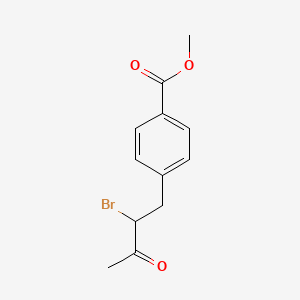 molecular formula C12H13BrO3 B13650152 Methyl 4-(2-bromo-3-oxobutyl)benzoate 