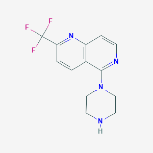 molecular formula C13H13F3N4 B1365021 5-Piperazin-1-yl-2-(trifluoromethyl)-1,6-naphthyridine CAS No. 890302-17-7