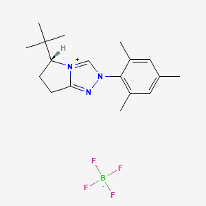 molecular formula C18H26BF4N3 B13650217 (R)-5-(tert-Butyl)-2-mesityl-6,7-dihydro-5H-pyrrolo[2,1-c][1,2,4]triazol-2-ium tetrafluoroborate 