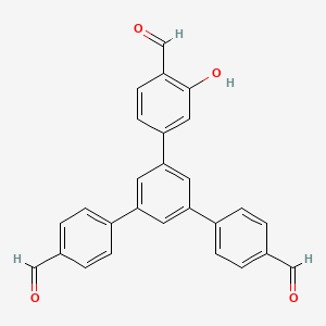 molecular formula C27H18O4 B13650229 4-[3,5-bis(4-formylphenyl)phenyl]-2-hydroxybenzaldehyde 
